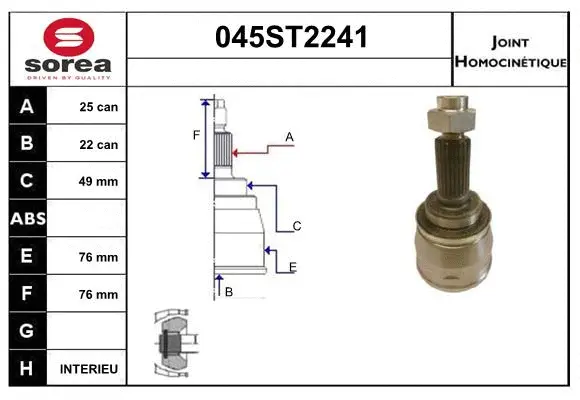 Jeu de joints, arbre de transmission STARTCAR 045ST2241