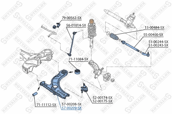 Bras de liaison, suspension de roue STELLOX 57-00209-SX