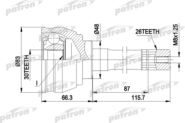 Jeu de joints, arbre de transmission PATRON PCV1540