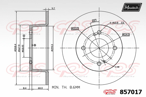 Disque de frein MAXTECH 857017
