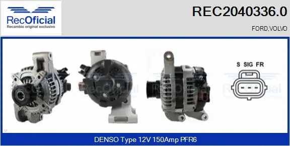Alternateur RECOFICIAL REC2040336.0