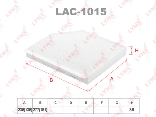 Filtre, air de l'habitacle LYNXAUTO LAC-1015