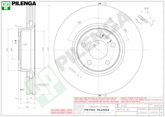Disque de frein PILENGA V878