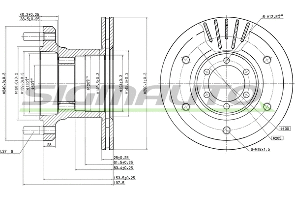 Disque de frein SIGMAUTO DB0133V