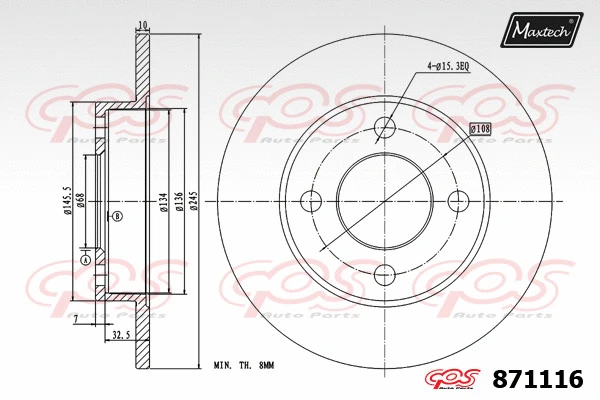 Disque de frein MAXTECH 871116