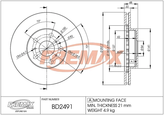 Disque de frein FREMAX BD-2491
