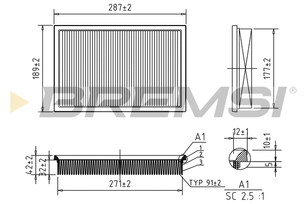 Filtre à air BREMSI FA0573