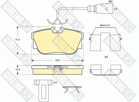 Kit de plaquettes de frein, frein à disque GIRLING 6113691