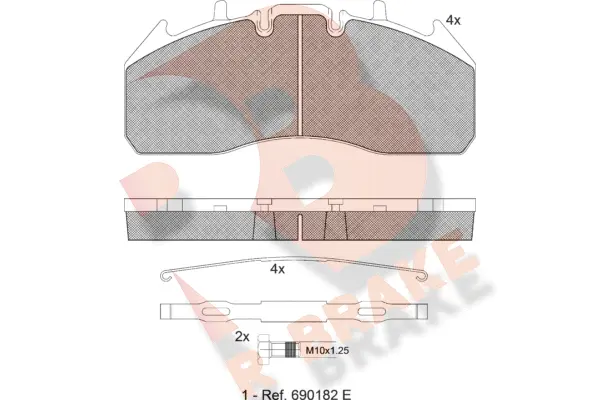 Kit de plaquettes de frein, frein à disque R BRAKE RB1831-066