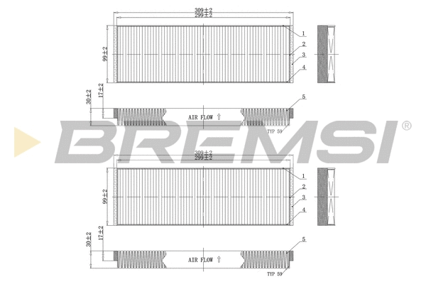 Filtre, air de l'habitacle BREMSI FC0851