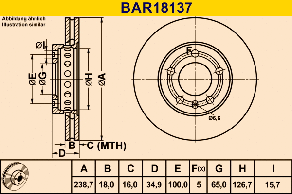 Disque de frein BARUM BAR18137