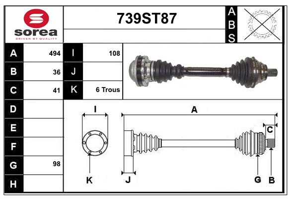 Arbre de transmission STARTCAR 739ST87