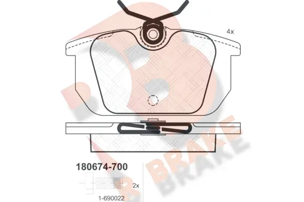 Kit de plaquettes de frein, frein à disque R BRAKE RB0674-700