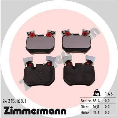 Kit de plaquettes de frein, frein à disque ZIMMERMANN 24315.168.1