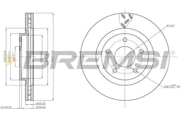 Disque de frein BREMSI CD7624V