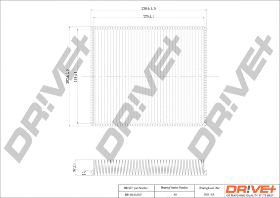 Filtre, air de l'habitacle Dr!ve+ DP1110.12.0327