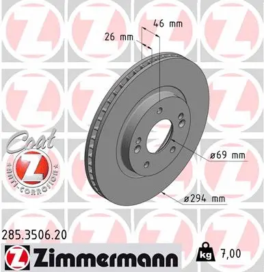 Disque de frein ZIMMERMANN 285.3506.20