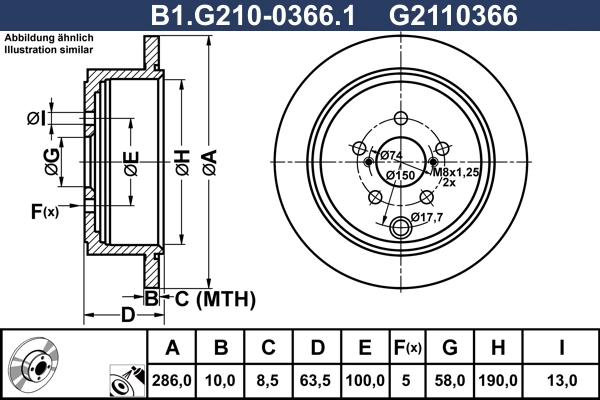 Disque de frein GALFER B1.G210-0366.1