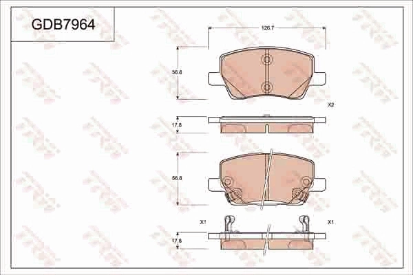 Kit de plaquettes de frein, frein à disque TRW GDB7964DT