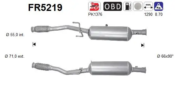 Filtre à particules / à suie, échappement AS FR5219