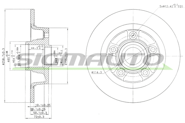 Disque de frein SIGMAUTO DBA855S