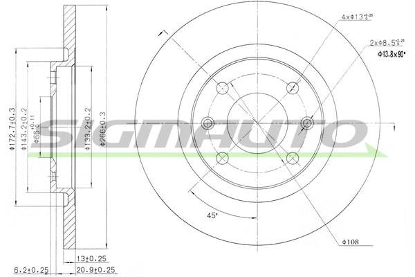 Disque de frein SIGMAUTO DBB000S