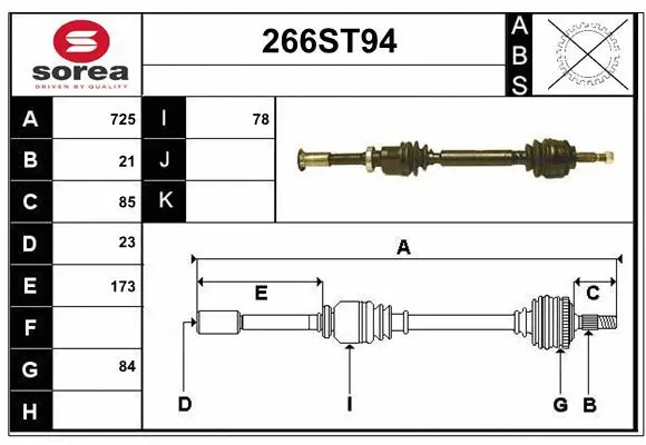 Arbre de transmission STARTCAR 266ST94