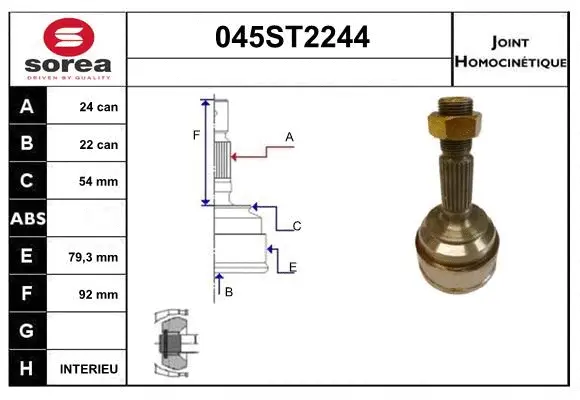 Jeu de joints, arbre de transmission STARTCAR 045ST2244