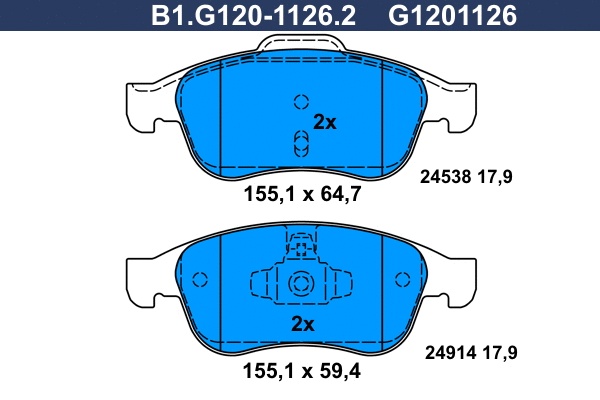 Kit de plaquettes de frein, frein à disque GALFER B1.G120-1126.2