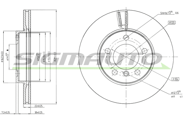 Disque de frein SIGMAUTO DBC122V