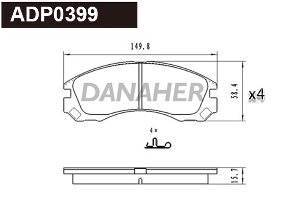 Kit de plaquettes de frein, frein à disque DANAHER ADP0399