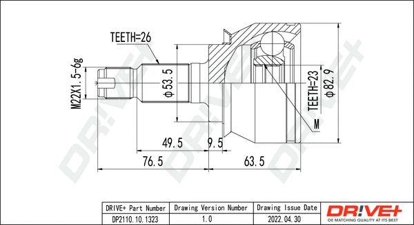 Jeu de joints, arbre de transmission Dr!ve+ DP2110.10.1323