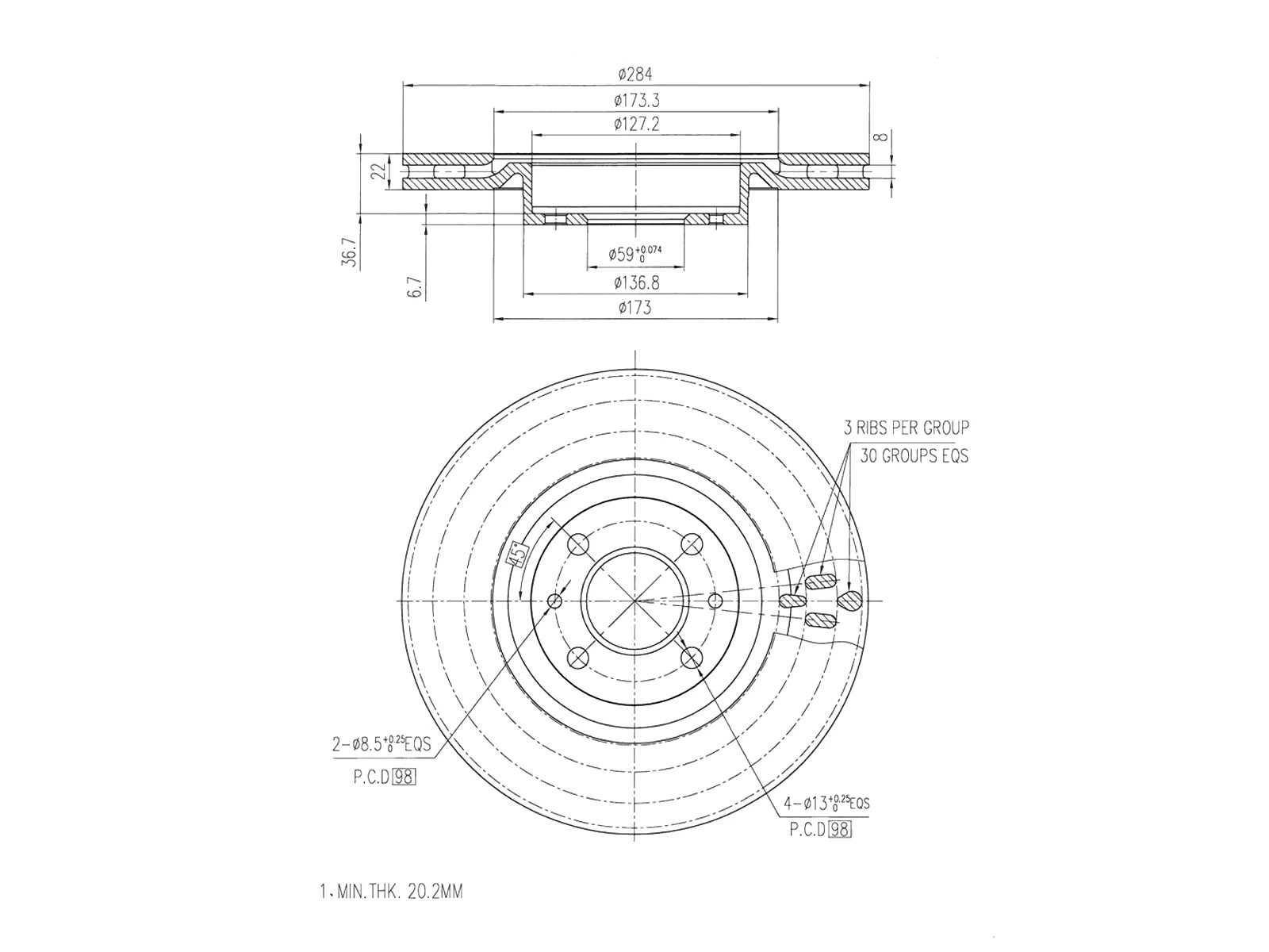 Disque de frein A.Z. Meisterteile AZMT-44-024-1419