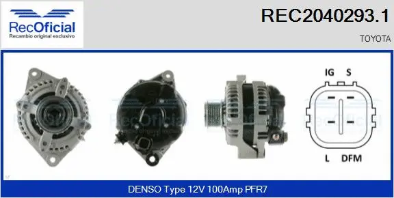 Alternateur RECOFICIAL REC2040293.1