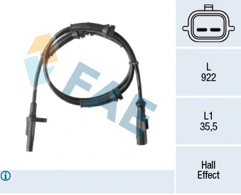 Capteur, vitesse de roue FAE 78513