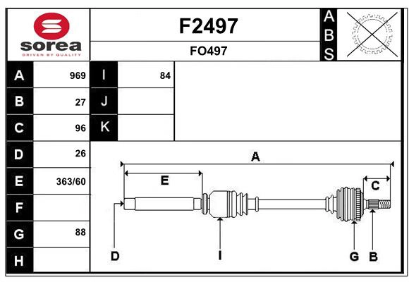 Arbre de transmission SNRA F2497
