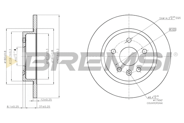 Disque de frein BREMSI CD7872S