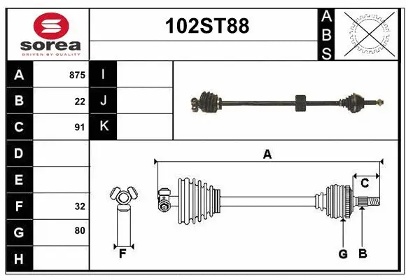Arbre de transmission STARTCAR 102ST88