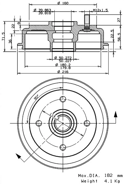 Tambour de frein VILLAR 627.0275