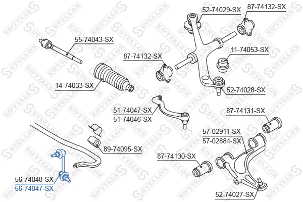 Entretoise/tige, stabilisateur STELLOX 56-74047-SX