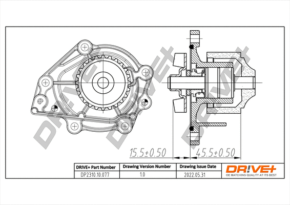 Pompe à eau, refroidissement du moteur Dr!ve+ DP2310.10.077