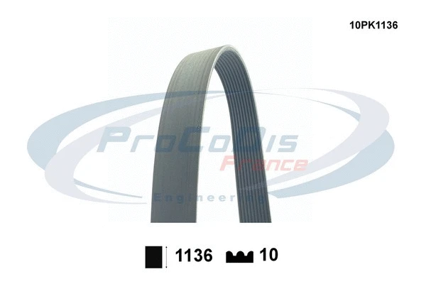 Courroie trapézoïdale à nervures PROCODIS FRANCE 10PK1136