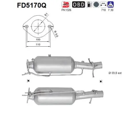 Filtre à particules / à suie, échappement AS FD5170Q