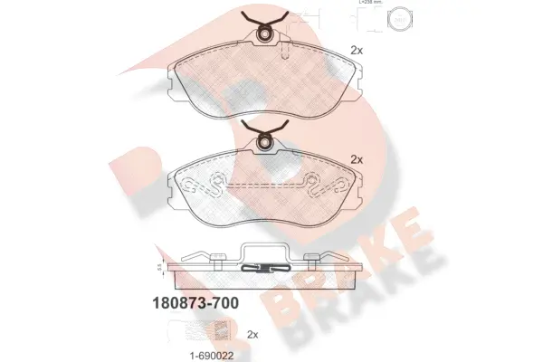 Kit de plaquettes de frein, frein à disque R BRAKE RB0873-700