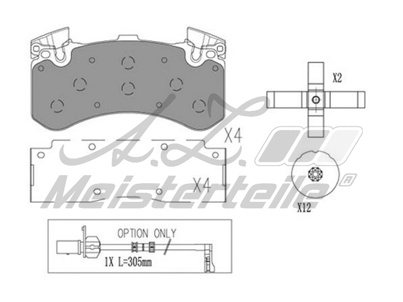 Kit de plaquettes de frein, frein à disque A.Z. Meisterteile AZMT-44-022-1851