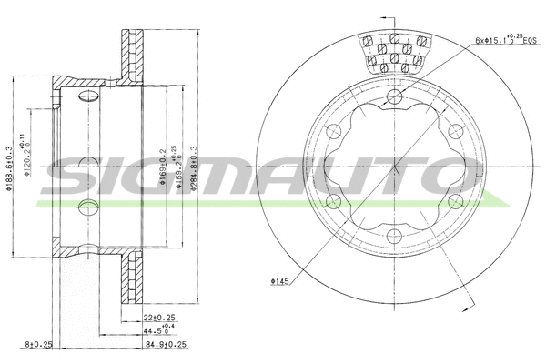 Disque de frein SIGMAUTO DB0191V