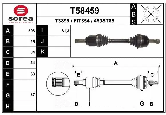Arbre de transmission EAI T58459