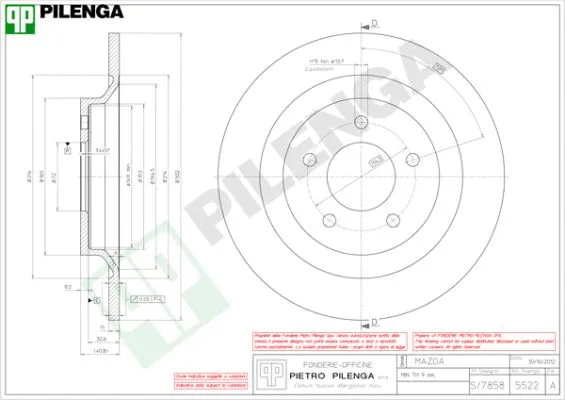 Disque de frein PILENGA 5522