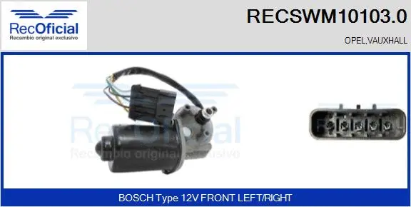 Moteur d'essuie-glace RECOFICIAL RECSWM10103.0