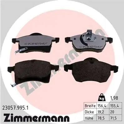 Kit de plaquettes de frein, frein à disque ZIMMERMANN 23057.995.1